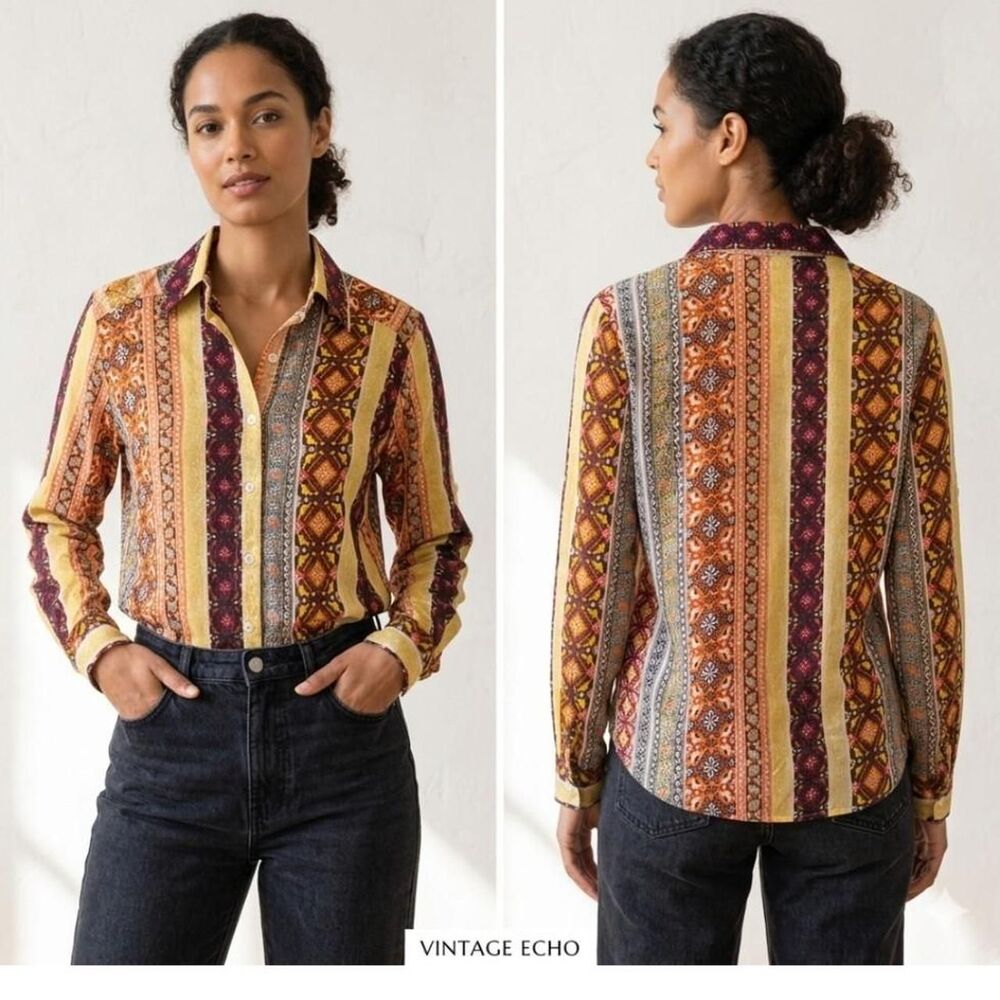 Cotton Daisy multicoloured button up shirt Size S